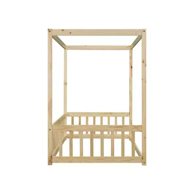 Cama baja Luxystar Twin Canopy con estructura y valla