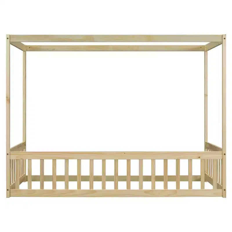 Cama baja Luxystar Twin Canopy con estructura y valla