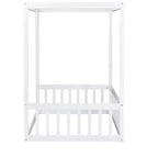 Cama baja Luxystar Twin Canopy con estructura y valla