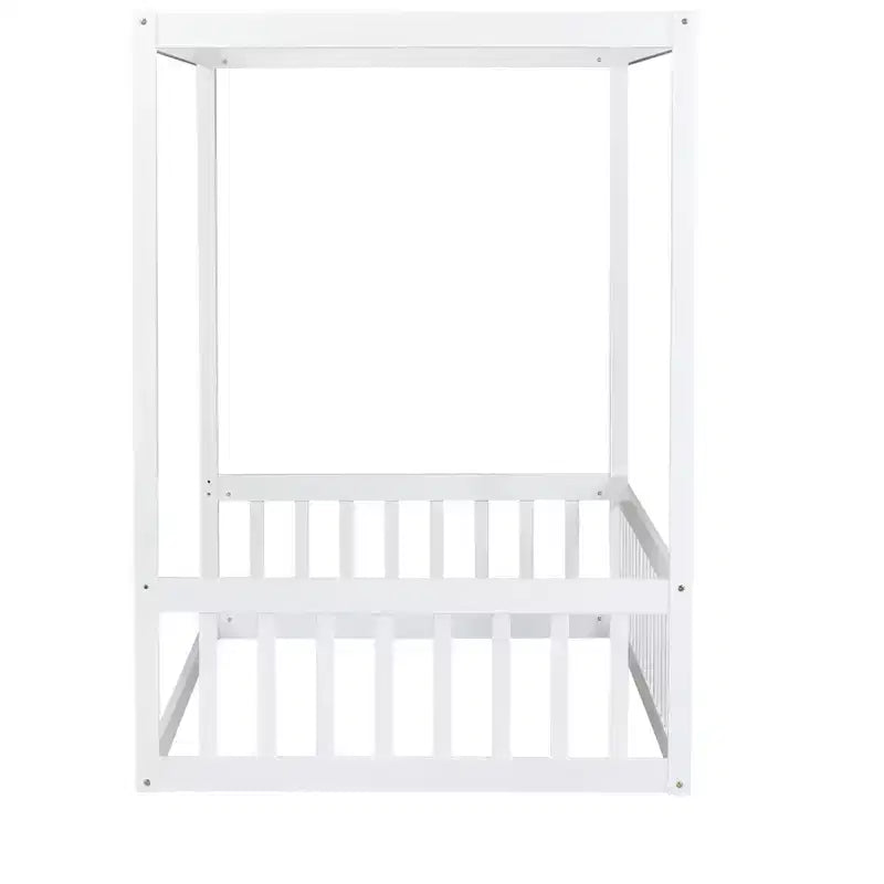 Cama baja Luxystar Twin Canopy con estructura y valla
