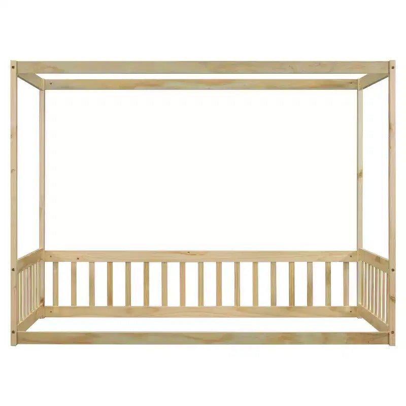 Cama baja Luxystar Twin Canopy con estructura y valla
