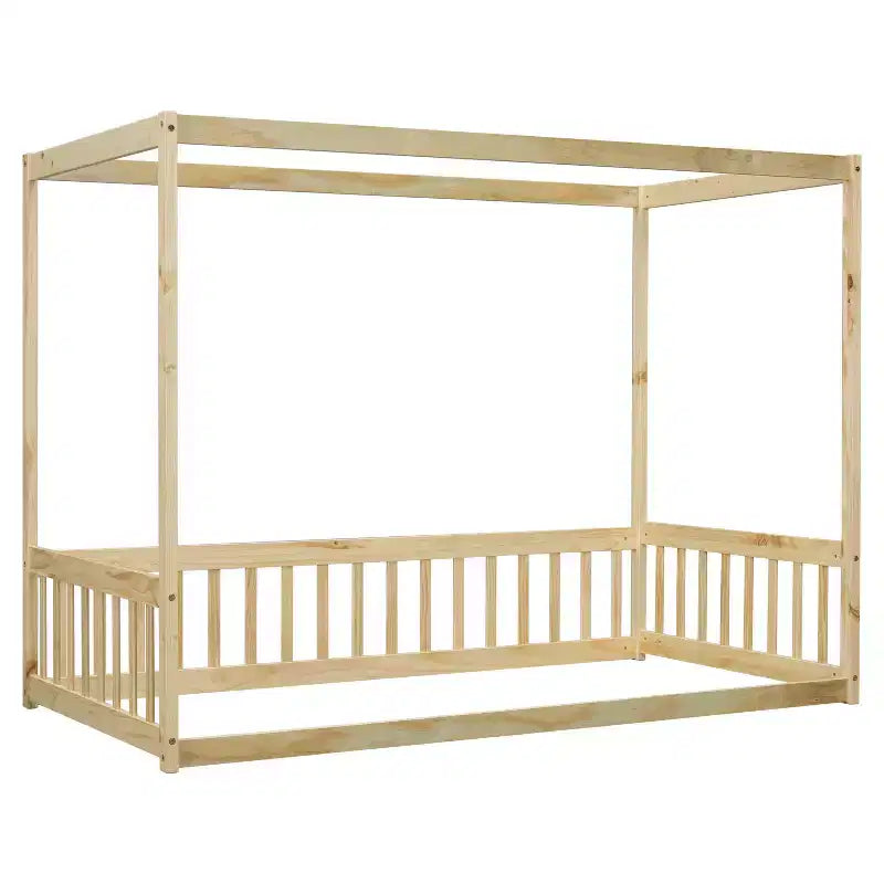 Cama baja Luxystar Twin Canopy con estructura y valla