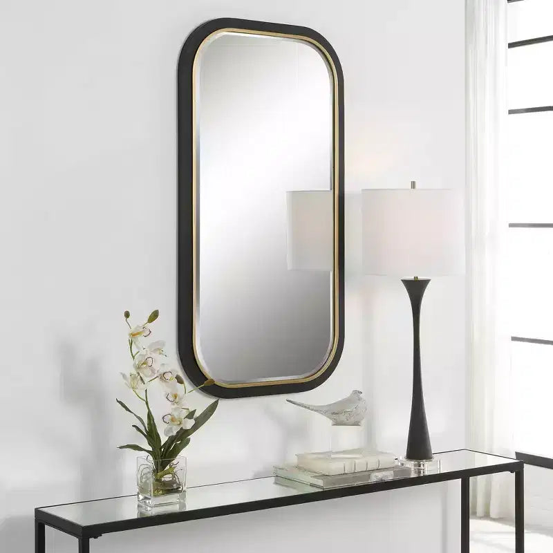 Espejo de Pared Rectangular Uttermost Nevaeh Oro Negro 23 1/4 x 43 1/4