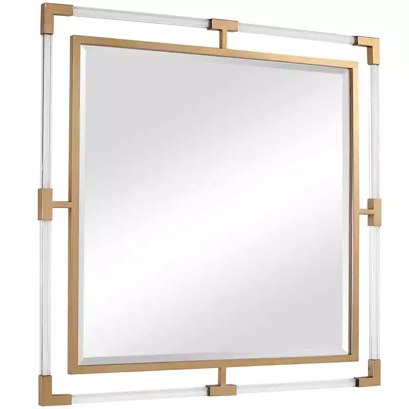 Espejo de pared cuadrado Uttermost Balkan Metallic Gold Leaf de 40
