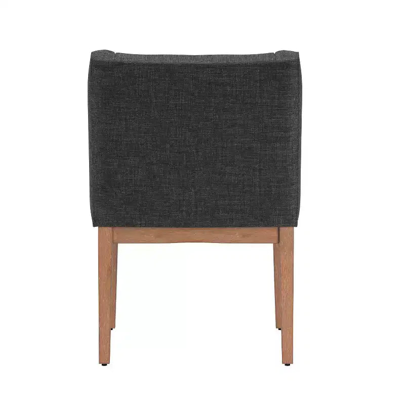 Juego de 2 sillas de comedor de lino con brazos inclinados y botones capitoné Amiford - iNSPIREQ