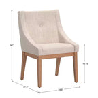 Juego de 2 sillas de comedor de lino con brazos inclinados y botones capitoné Amiford - iNSPIREQ