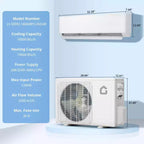 Acekool 18000 BTU 19 SEER2 Mini Split AC Air Conditioner Heat Pump, Inverter 230V, R32, White, With Installation Kits