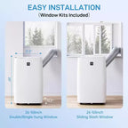 GustoWave 12000 BTU Portable Air Conditioner with Cooling, Dehumidifying & Fan Features for Medium Rooms