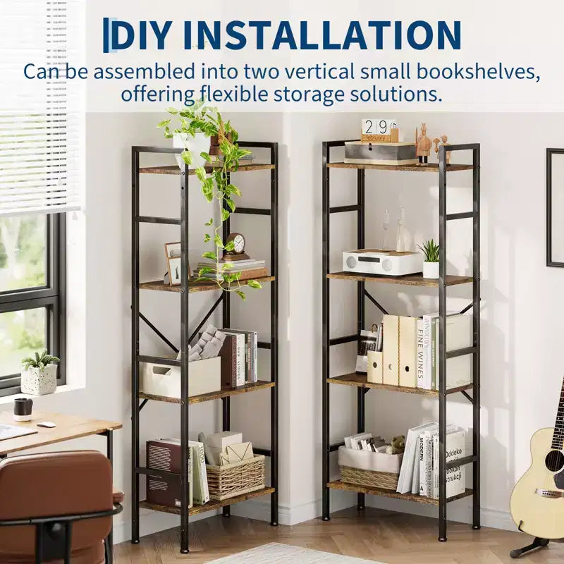 Estantería, Librería de Triple Estante de 5 Niveles, Estantería Ancha, Unidad de Estantería de Madera Rústica, para tu Dormitorio, Sala de Estar, Estantería para el Hogar y la Oficina