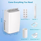 GustoWave Portable Air Conditioner, 14000 BTU AC Unit for Home & Office Use, Rooms Up to 750 Sq.Ft.