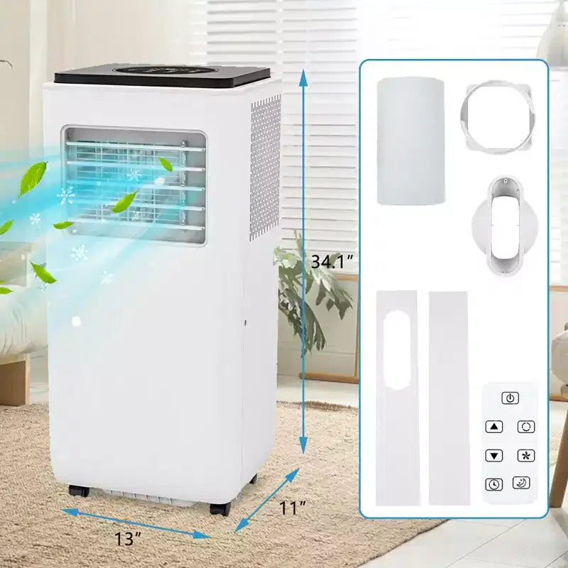 GustoWave 8000 BTU Portable Air Conditioner, Energy Efficient AC Unit with Remote Control, 24H Timer, Rooms Up to 350 Sq. Ft.
