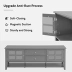 Mueble de TV gris de 59 pulgadas para televisores de hasta 60 pulgadas con espacio de almacenamiento multifuncional Consola multimedia para sala de estar o dormitorio