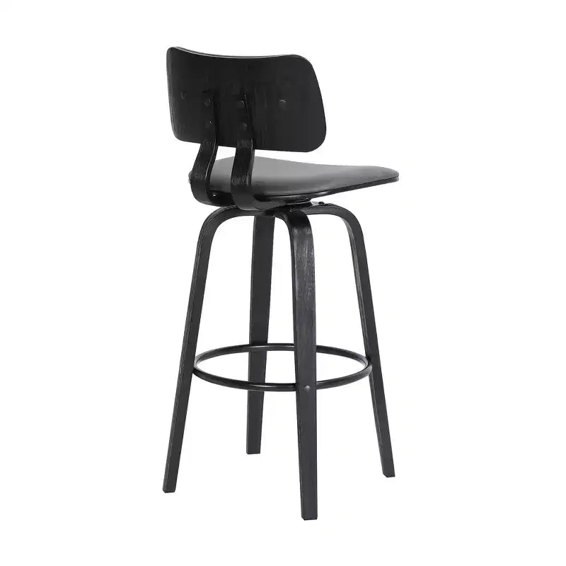 Taburete de bar giratorio GDFStudio Calder Modern de piel sintética y madera