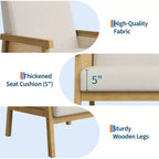Sillón auxiliar tapizado de ratán Coolmee, sillón con respaldo alto y estructura de madera, sillón de ocio para lectura para el hogar y sala de espera