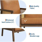 Sillón auxiliar tapizado de ratán Coolmee, sillón con respaldo alto y estructura de madera, sillón de ocio para lectura para el hogar y sala de espera