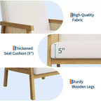 Sillón auxiliar tapizado de ratán Coolmee, sillón con respaldo alto y estructura de madera, sillón de ocio para lectura para el hogar y sala de espera