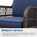 Sillones de Patio Giratorios de Mimbre, Silla Mecedora con Giro de 360 Grados, Juego de Bistró de Exterior de 3 Piezas, para Porche, Balcón