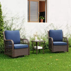 Sillones de Patio Giratorios de Mimbre, Silla Mecedora con Giro de 360 Grados, Juego de Bistró de Exterior de 3 Piezas, para Porche, Balcón