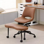 Sillón ergonómico con patas cruzadas, soporte lumbar alto, altura ajustable, giro de 360°, asiento cruzado, ruedas, para meditación, yoga, TDAH