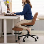 Sillón ergonómico con patas cruzadas, soporte lumbar alto, altura ajustable, giro de 360°, asiento cruzado, ruedas, para meditación, yoga, TDAH