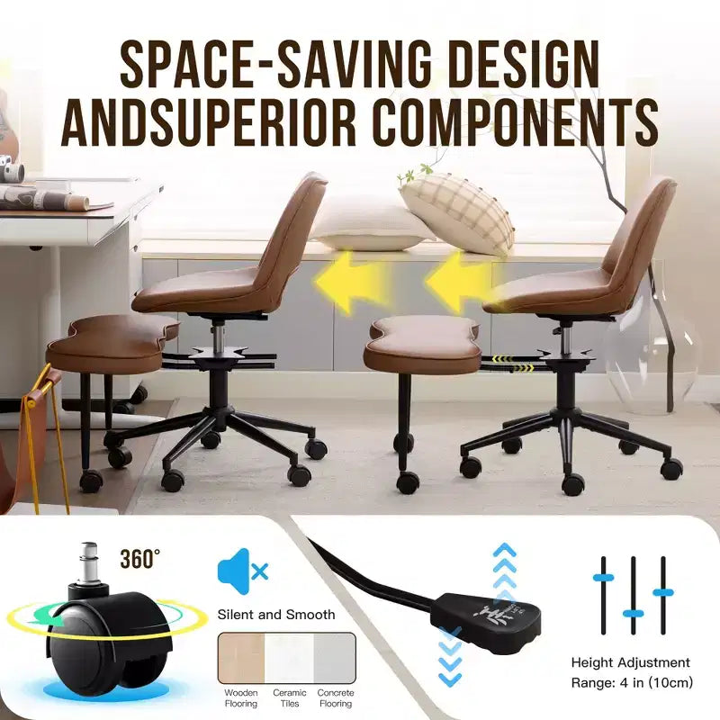 Sillón ergonómico con patas cruzadas, soporte lumbar alto, altura ajustable, giro de 360°, asiento cruzado, ruedas, para meditación, yoga, TDAH