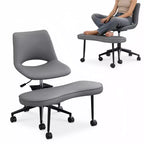 Sillón ergonómico con patas cruzadas, soporte lumbar alto, altura ajustable, giro de 360°, asiento cruzado, ruedas, para meditación, yoga, TDAH