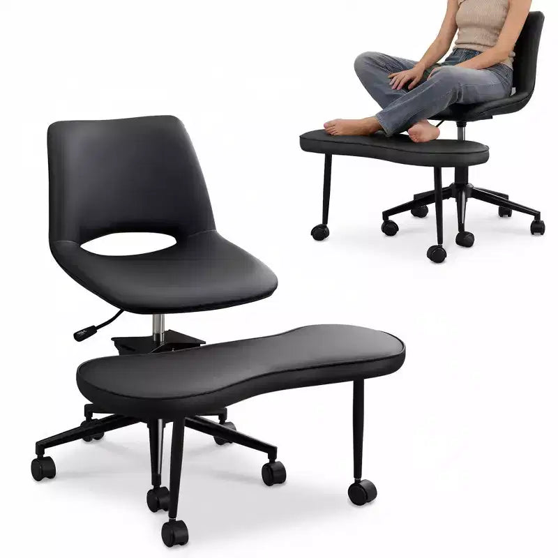 Sillón ergonómico con patas cruzadas, soporte lumbar alto, altura ajustable, giro de 360°, asiento cruzado, ruedas, para meditación, yoga, TDAH