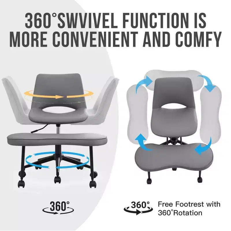 Sillón ergonómico con patas cruzadas, soporte lumbar alto, altura ajustable, giro de 360°, asiento cruzado, ruedas, para meditación, yoga, TDAH