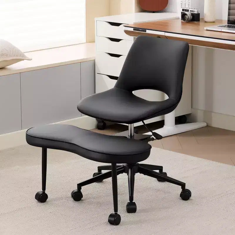 Sillón ergonómico con patas cruzadas, soporte lumbar alto, altura ajustable, giro de 360°, asiento cruzado, ruedas, para meditación, yoga, TDAH