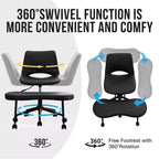 Sillón ergonómico con patas cruzadas, soporte lumbar alto, altura ajustable, giro de 360°, asiento cruzado, ruedas, para meditación, yoga, TDAH