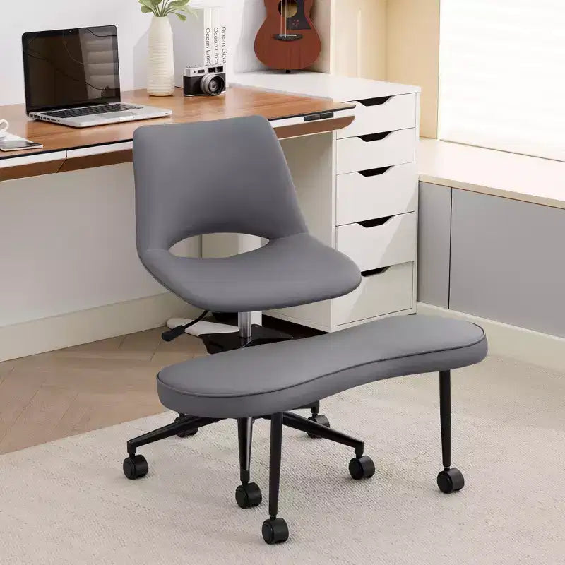 Sillón ergonómico con patas cruzadas, soporte lumbar alto, altura ajustable, giro de 360°, asiento cruzado, ruedas, para meditación, yoga, TDAH