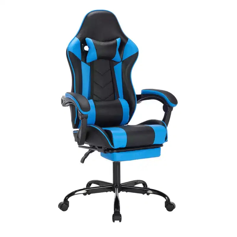 Sillón de Gaming con Reposapiés, Silla Ergonómica para Ordenador con Reposacabezas y Soporte Lumbar, Silla de Juego Transpirable y Ajustable en Altura para Hogar y Oficina