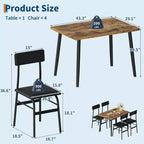 Juego de mesa de comedor para 4, juego de mesa de cocina de 5 piezas con 4 sillas tapizadas, ideal para espacios pequeños, comedor, apartamento, restaurante