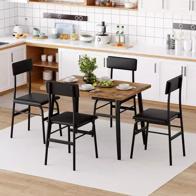 Juego de mesa de comedor para 4, juego de mesa de cocina de 5 piezas con 4 sillas tapizadas, ideal para espacios pequeños, comedor, apartamento, restaurante