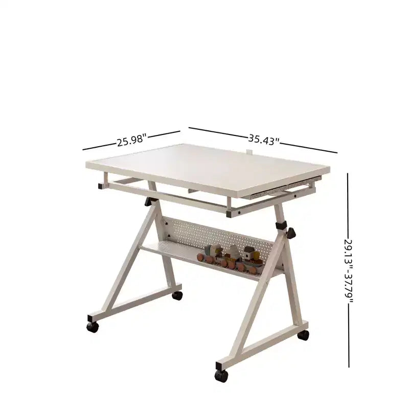 GDFStudio Anchalee Mesa de puzles moderna de metal y madera con 4 bandejas
