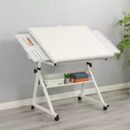 GDFStudio Anchalee Mesa de puzles moderna de metal y madera con 4 bandejas