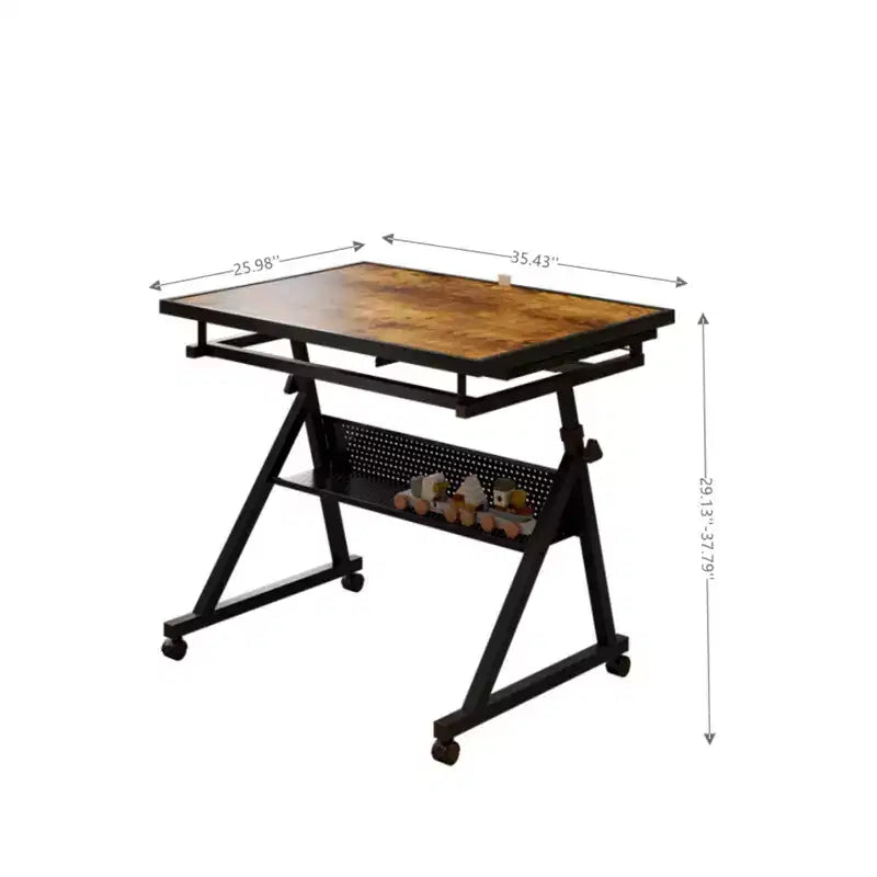GDFStudio Anchalee Mesa de puzles moderna de metal y madera con 4 bandejas