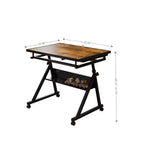 GDFStudio Anchalee Mesa de puzles moderna de metal y madera con 4 bandejas
