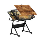 GDFStudio Anchalee Mesa de puzles moderna de metal y madera con 4 bandejas