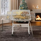GDFStudio Anchalee Mesa de puzles moderna de metal y madera con 4 bandejas