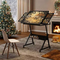 GDFStudio Anchalee Modern Metal and Wooden Jigsaw Puzzle Table Board with 4 Trays