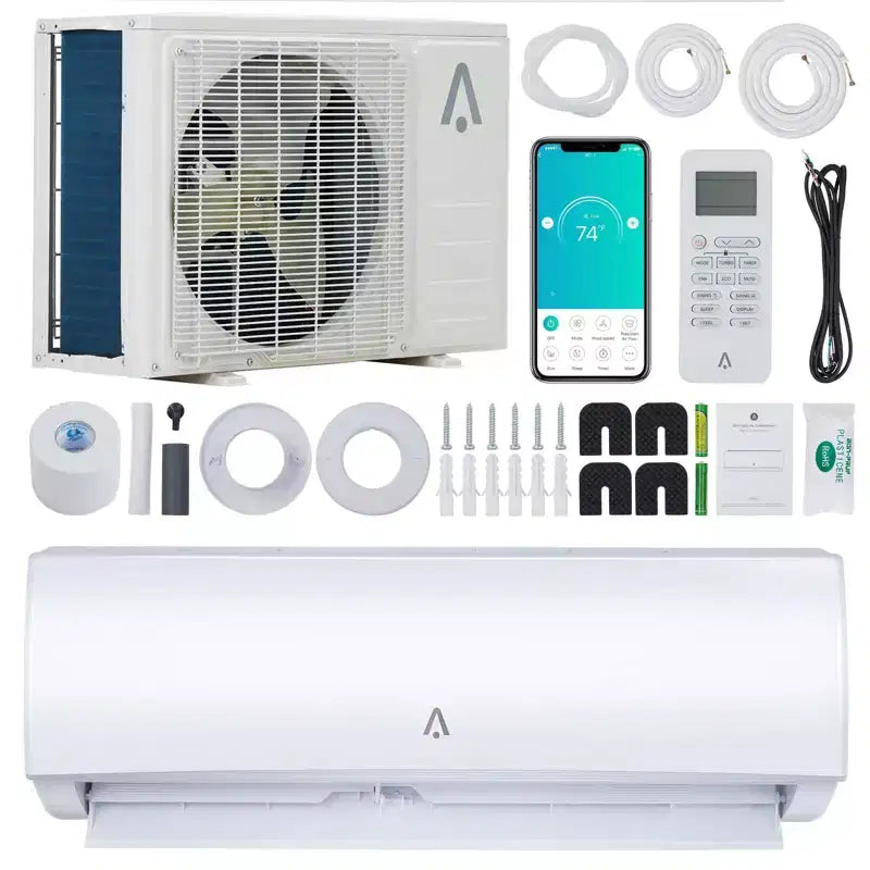 9000 BTU Ductless Mini Split Air Conditioner & Heater  Inverter, 19 SEER2, 115V, WiFi & Alexa Compatible, Self-Cleaning, Remote, Cools 550 sq ft
