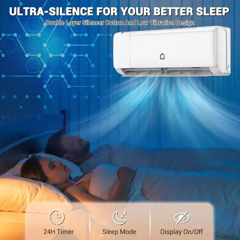 9000 BTU Mini Split AC & Heater - 20 SEER2 Ductless Inverter System, Self-Cleaning, WiFi/Alexa/Remote, Installation Kit, Cools 450 Sq.Ft, US Standard