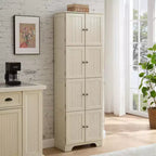 Armario alto de almacenamiento estilo casa de campo con 8 puertas, despensa de cocina de madera de 72 pulgadas de alto con 4 estantes, estantería independiente de 4 niveles