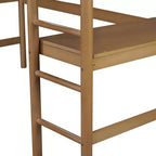 GDFStudio Kelsen Cama alta moderna de madera de caucho tamaño individual con escritorio y cabecera tapizada en Boucle