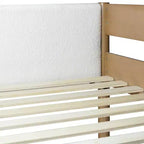 GDFStudio Kelsen Cama alta moderna de madera de caucho tamaño individual con escritorio y cabecera tapizada en Boucle