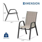 Juego de 4 sillas de comedor apilables que ahorran espacio para patio | Sillas de exterior de respaldo alto con tela de textileno transpirable | Marco de metal duradero, ideales para el césped