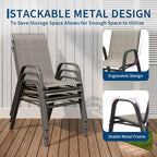 Juego de 4 sillas de comedor apilables que ahorran espacio para patio | Sillas de exterior de respaldo alto con tela de textileno transpirable | Marco de metal duradero, ideales para el césped