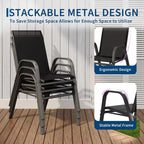 Juego de 4 sillas de comedor apilables que ahorran espacio para patio | Sillas de exterior de respaldo alto con tela de textileno transpirable | Marco de metal duradero, ideales para el césped