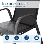 Juego de 4 sillas de comedor apilables que ahorran espacio para patio | Sillas de exterior de respaldo alto con tela de textileno transpirable | Marco de metal duradero, ideales para el césped